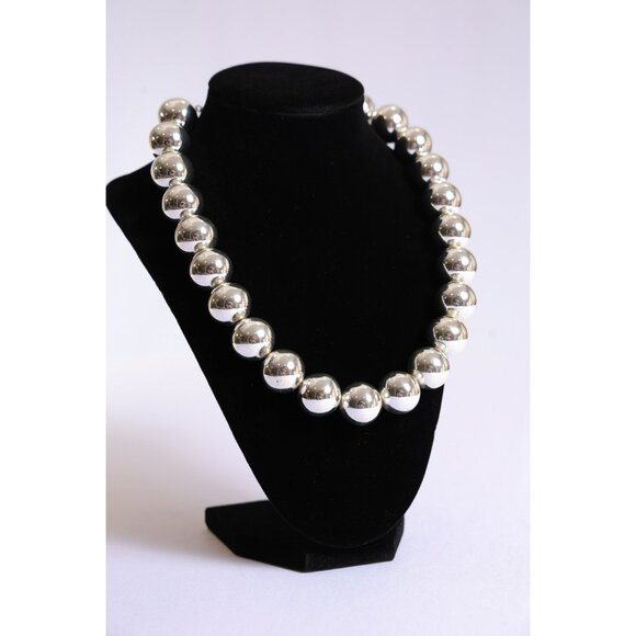 Silver Beaded Statement Necklace - Picture 1 of 2